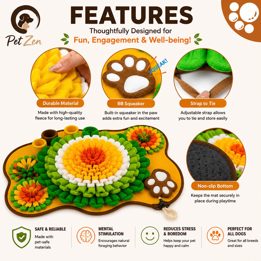 Interactive Dog Snuffle Mat – Slow Feeder Nosework Feeding Mat for Dogs & Cats