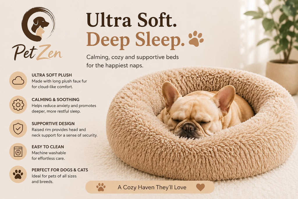 Soft Plush Pet Bed – Round Sleeping Cushion for Cats & Small Dogs