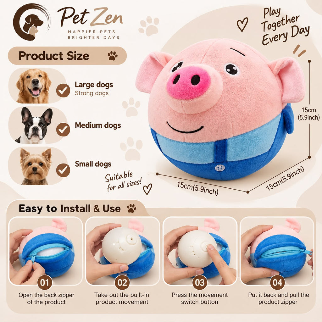 Interactive Moving Dog Ball Toy – Plush Bouncing, Sound & Vibration Toy for Indoor Play