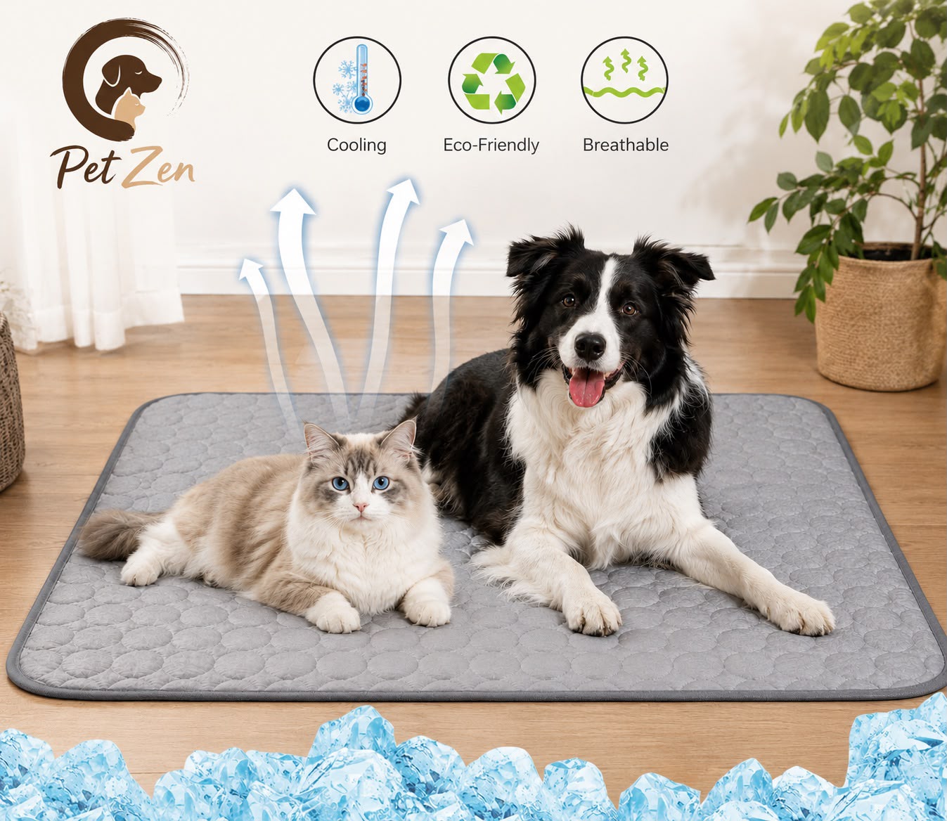 Pet Cooling Mat for Dogs & Cats – Washable Breathable Summer Cooling Pad for Indoor & Outdoor Use