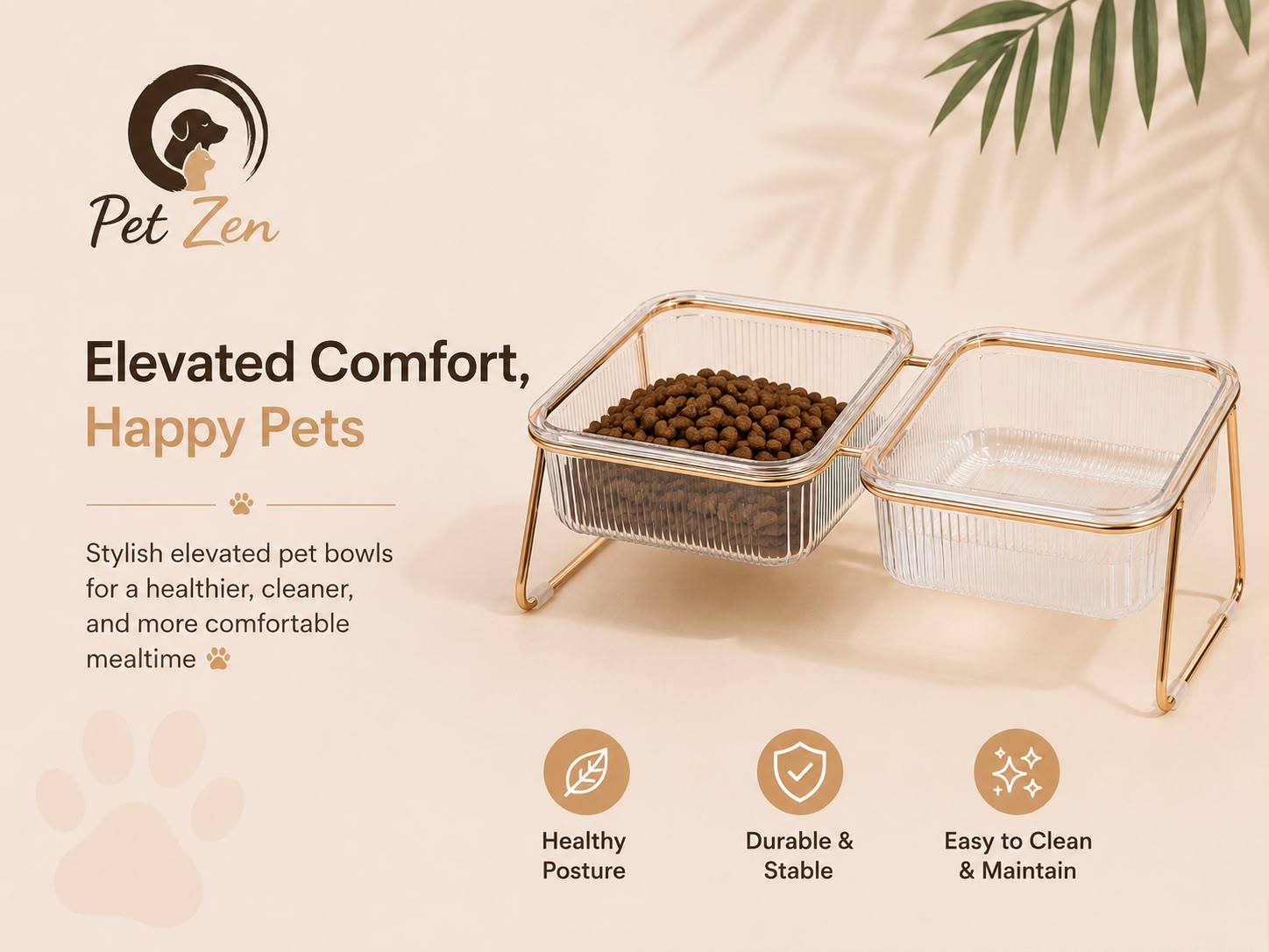 Premium Raised Double Pet Bowl – Elevated Food & Water Feeder for Cats & Dogs