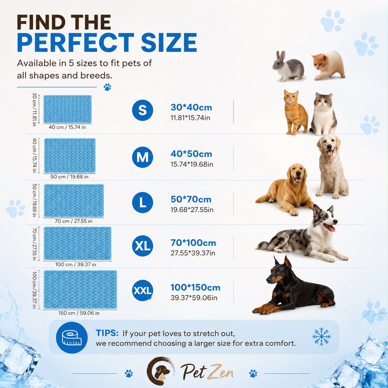 Pet Cooling Mat for Dogs & Cats – Washable Breathable Summer Cooling Pad for Indoor & Outdoor Use