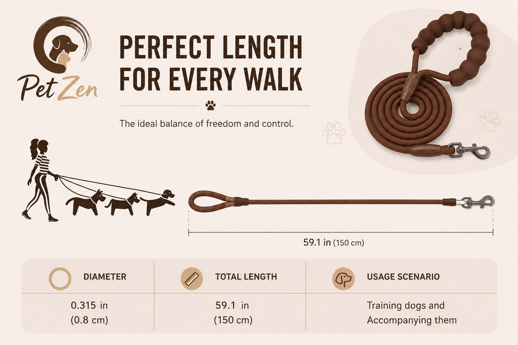 Premium Round Dog Leash – Heavy Duty Durable Rope for Small & Medium Dogs