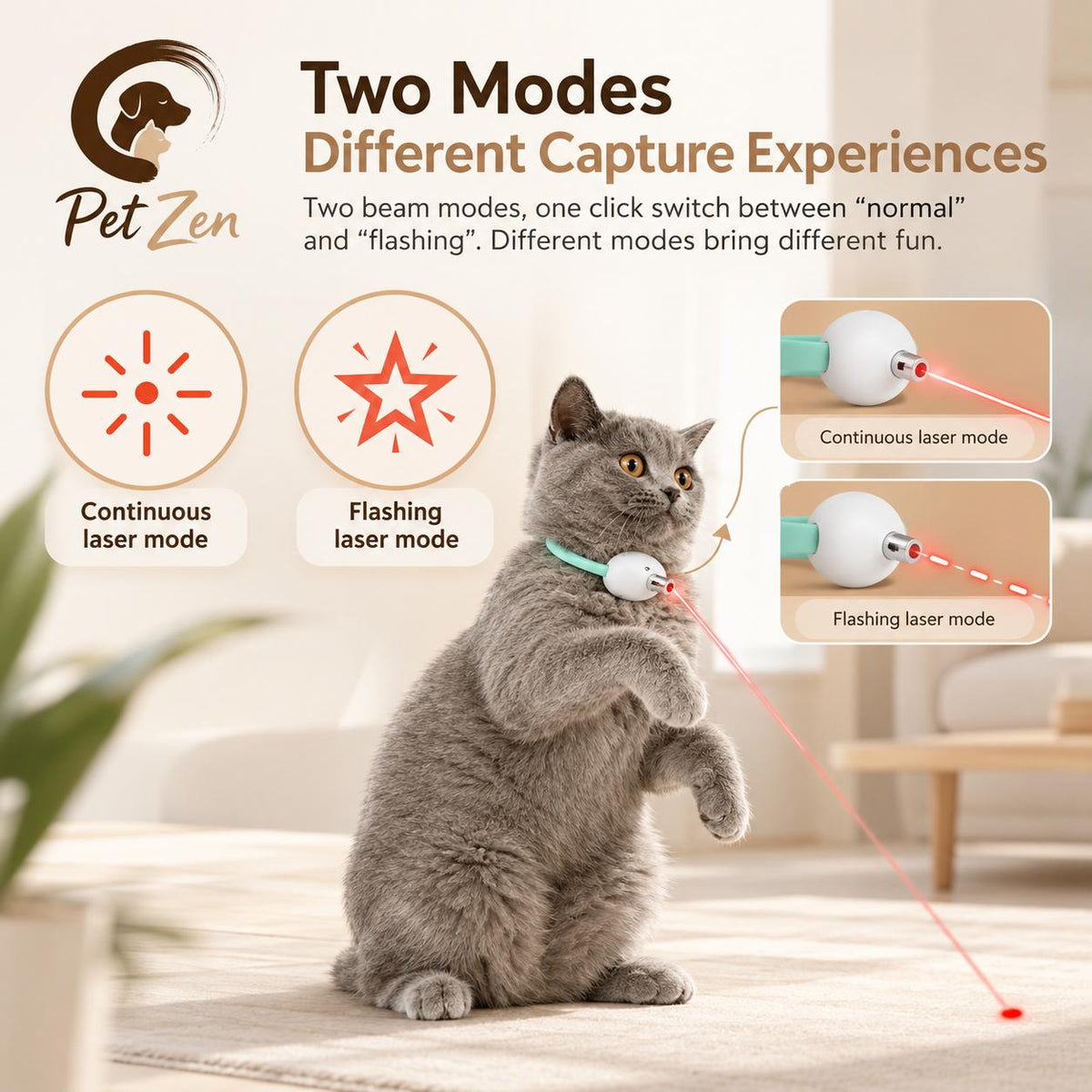 Rechargeable Interactive Laser Cat Collar – Automatic Light-Up Toy for Cats