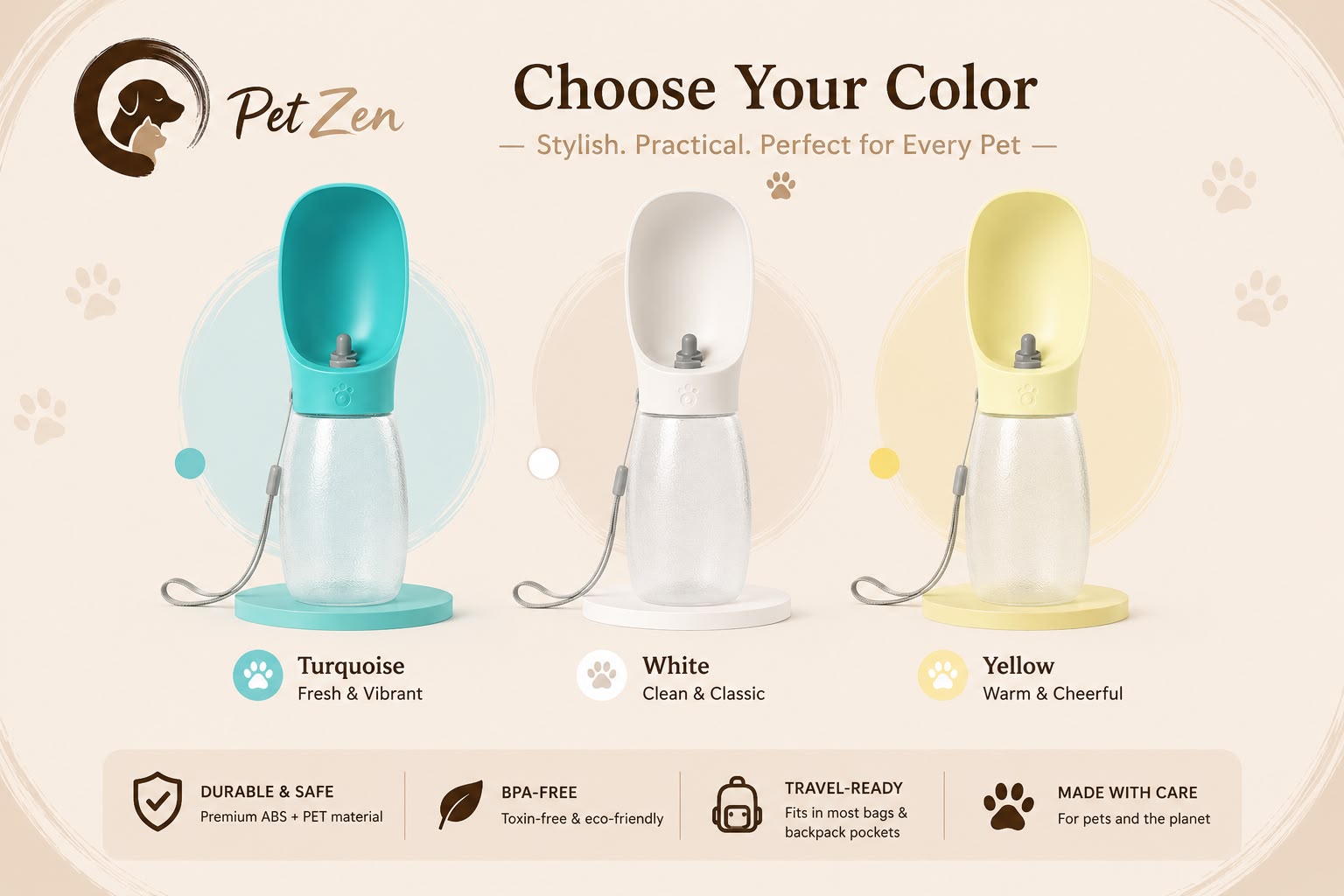 Portable Pet Water Bottle – Leakproof Travel Water Dispenser for Dogs & Cats