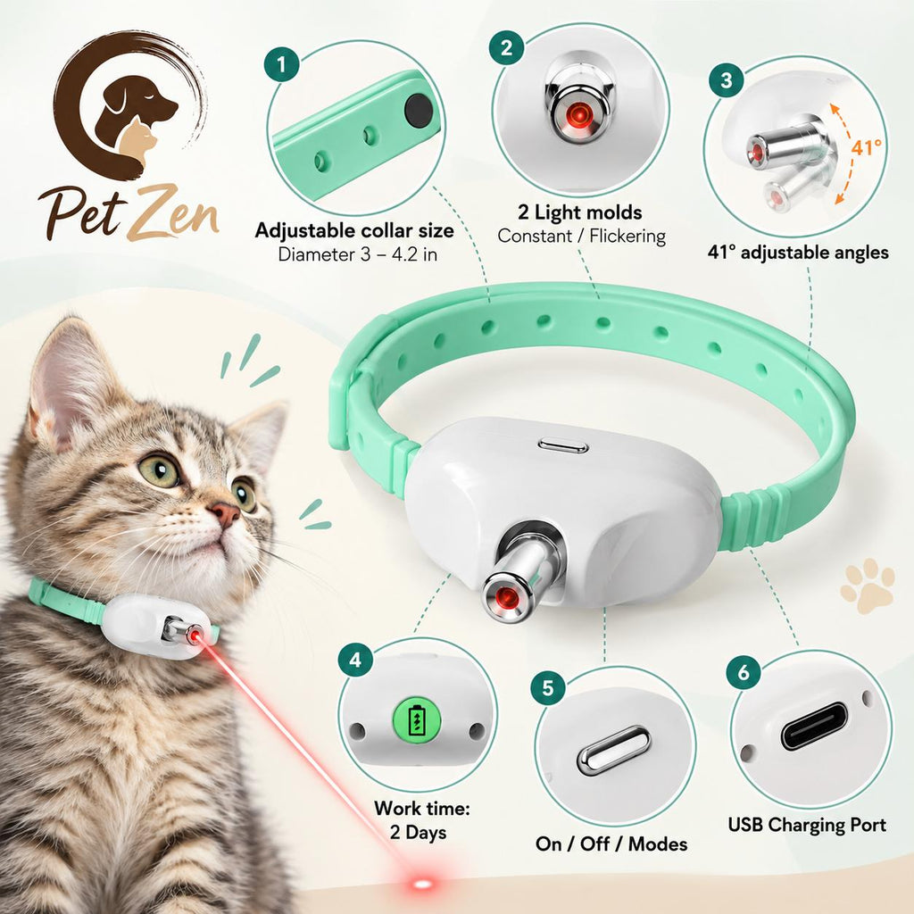 Rechargeable Interactive Laser Cat Collar – Automatic Light-Up Toy for Cats