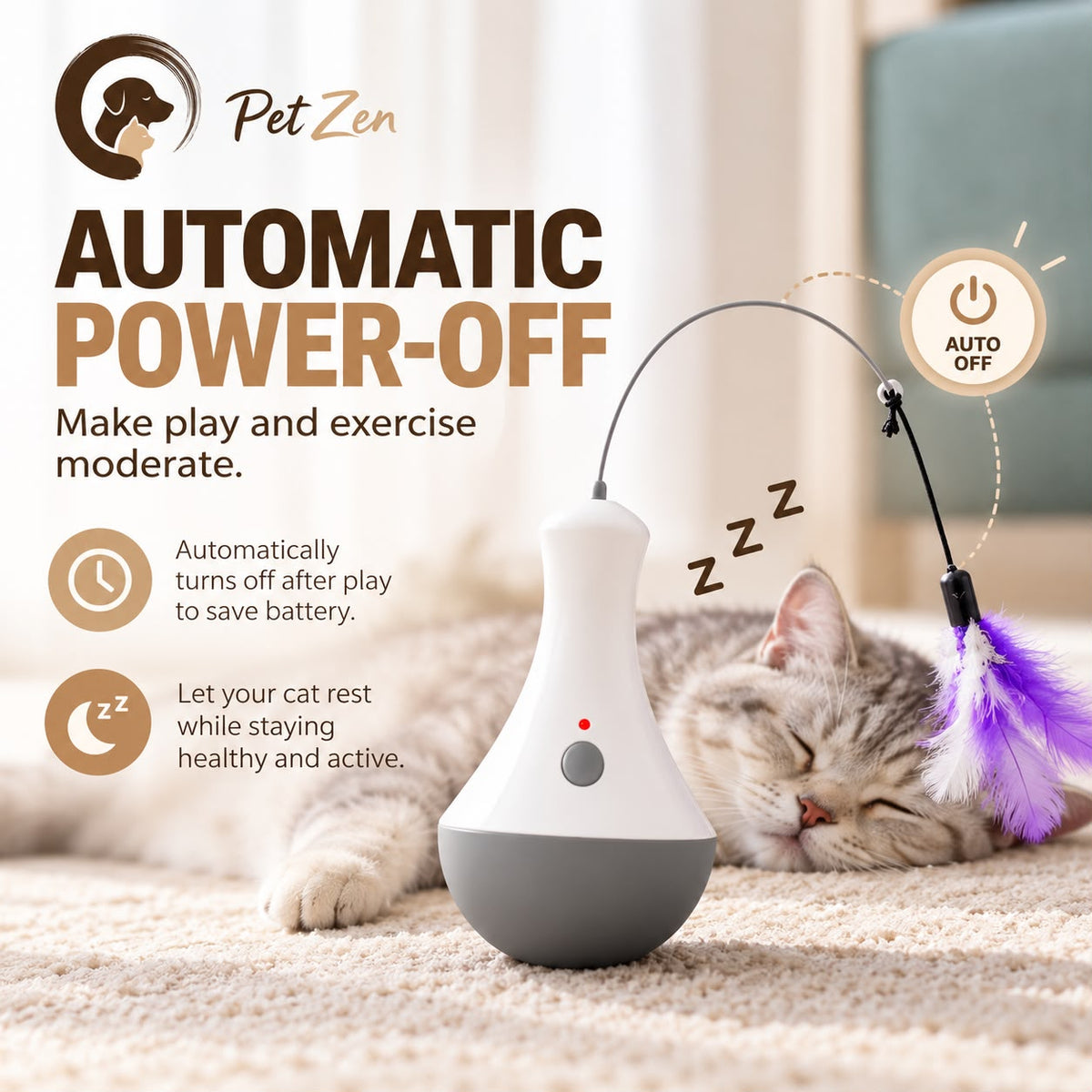 Interactive Cat Feather Toy – Automatic Teaser Toy for Indoor Play
