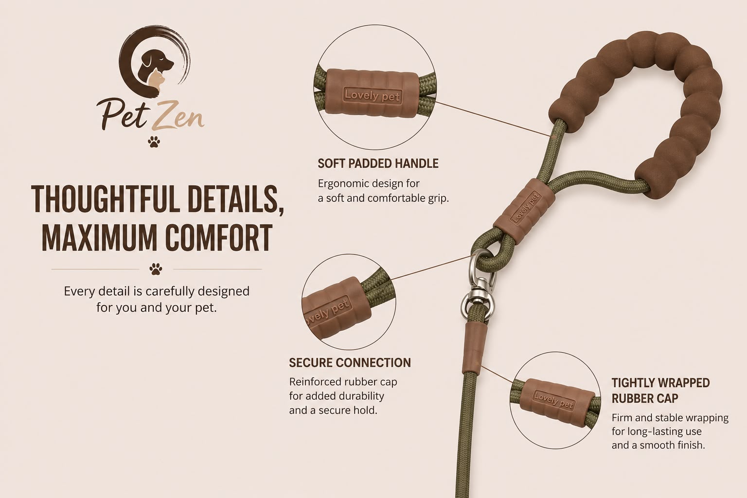 Premium Round Dog Leash – Heavy Duty Durable Rope for Small & Medium Dogs
