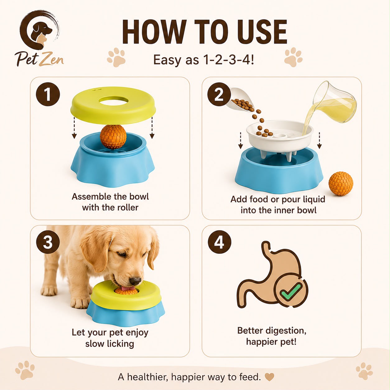 Anxiety Relief Slow Lick Bowl for Dogs & Cats | Interactive Slow Feeder | Calming Enrichment Toy | Dishwasher Safe