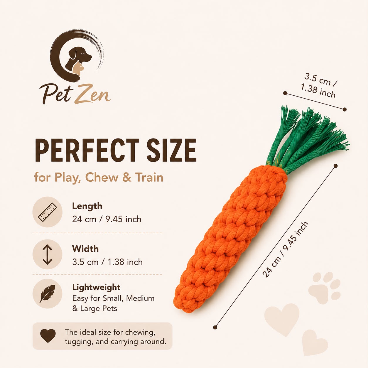 Premium Cotton Rope Carrot Dog Toy – Durable Chew & Teeth Cleaning Toy for Puppies & Small Dogs