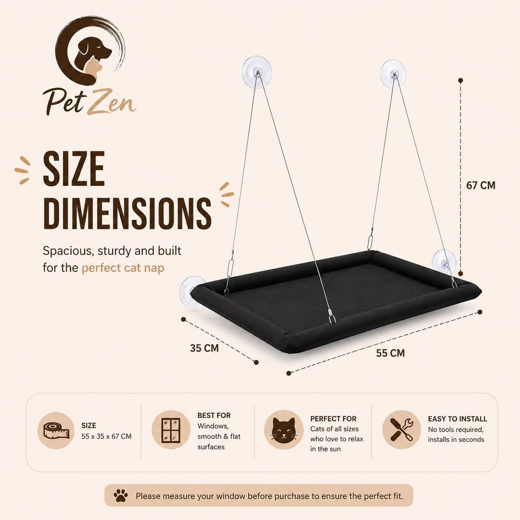 Window Cat Hammock – Cozy Suction Cup Window Perch Bed for Indoor Cats Sunny Window Nest Bearing 20kg - Pet Accessories