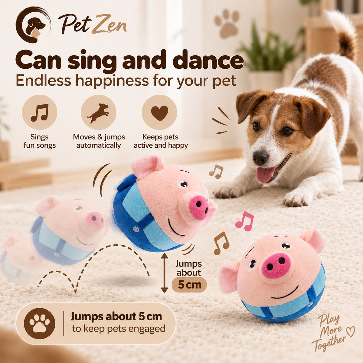 Interactive Moving Dog Ball Toy – Plush Bouncing, Sound & Vibration Toy for Indoor Play