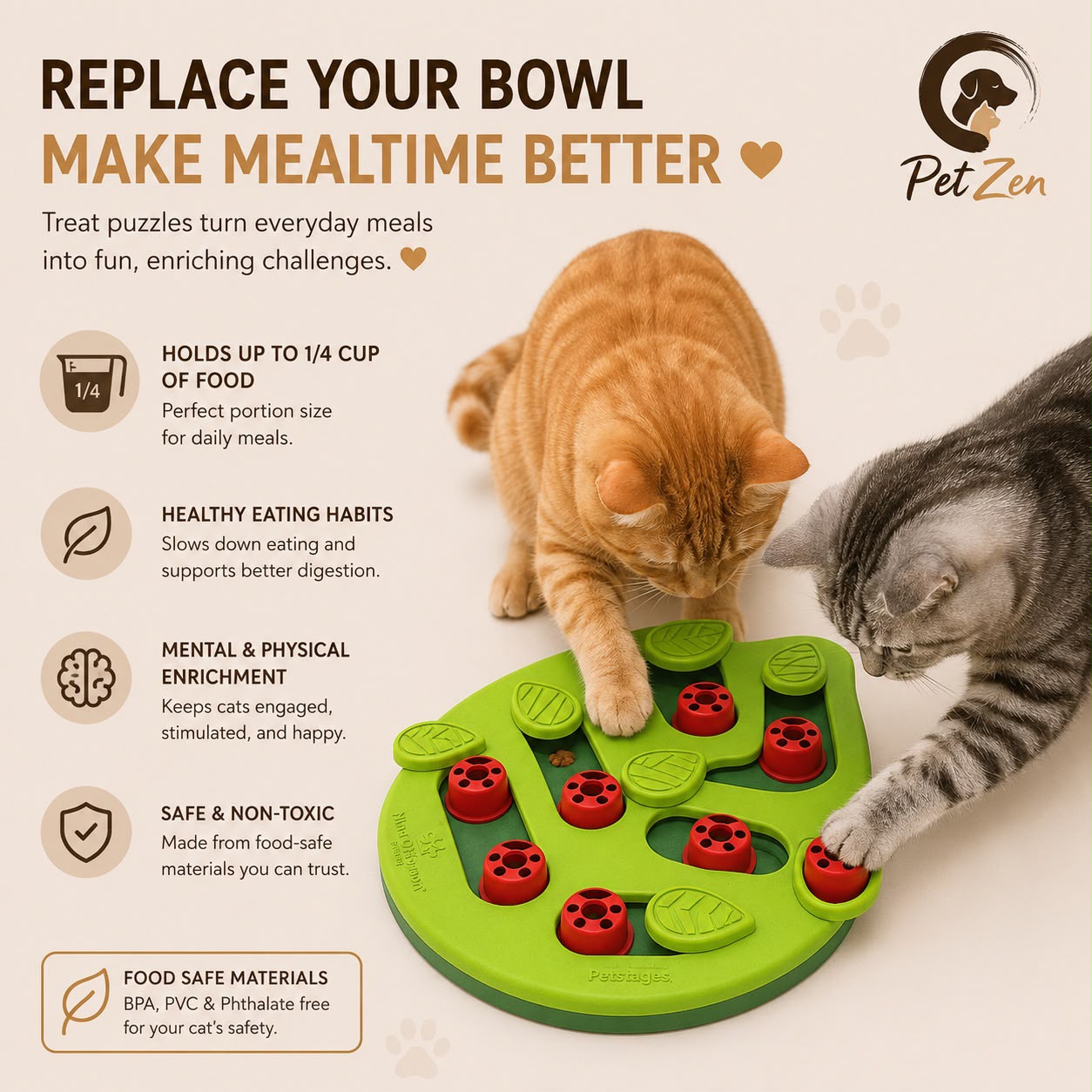Interactive Cat Puzzle Feeder Toy – Slow Feeder & Treat Dispenser for Mental Stimulation