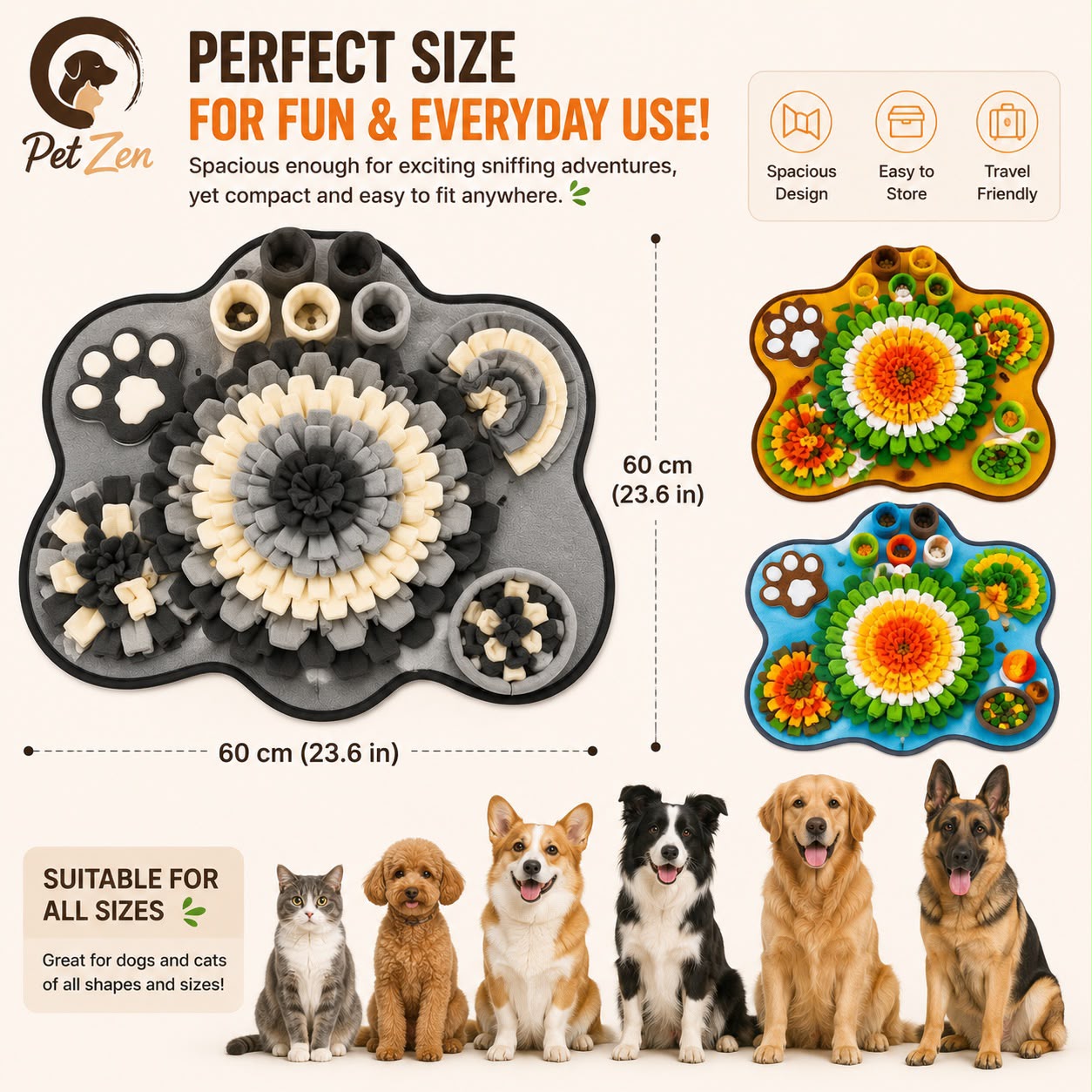 Interactive Dog Snuffle Mat – Slow Feeder Nosework Feeding Mat for Dogs & Cats