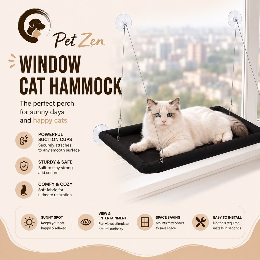 Window Cat Hammock – Cozy Suction Cup Window Perch Bed for Indoor Cats Sunny Window Nest Bearing 20kg - Pet Accessories