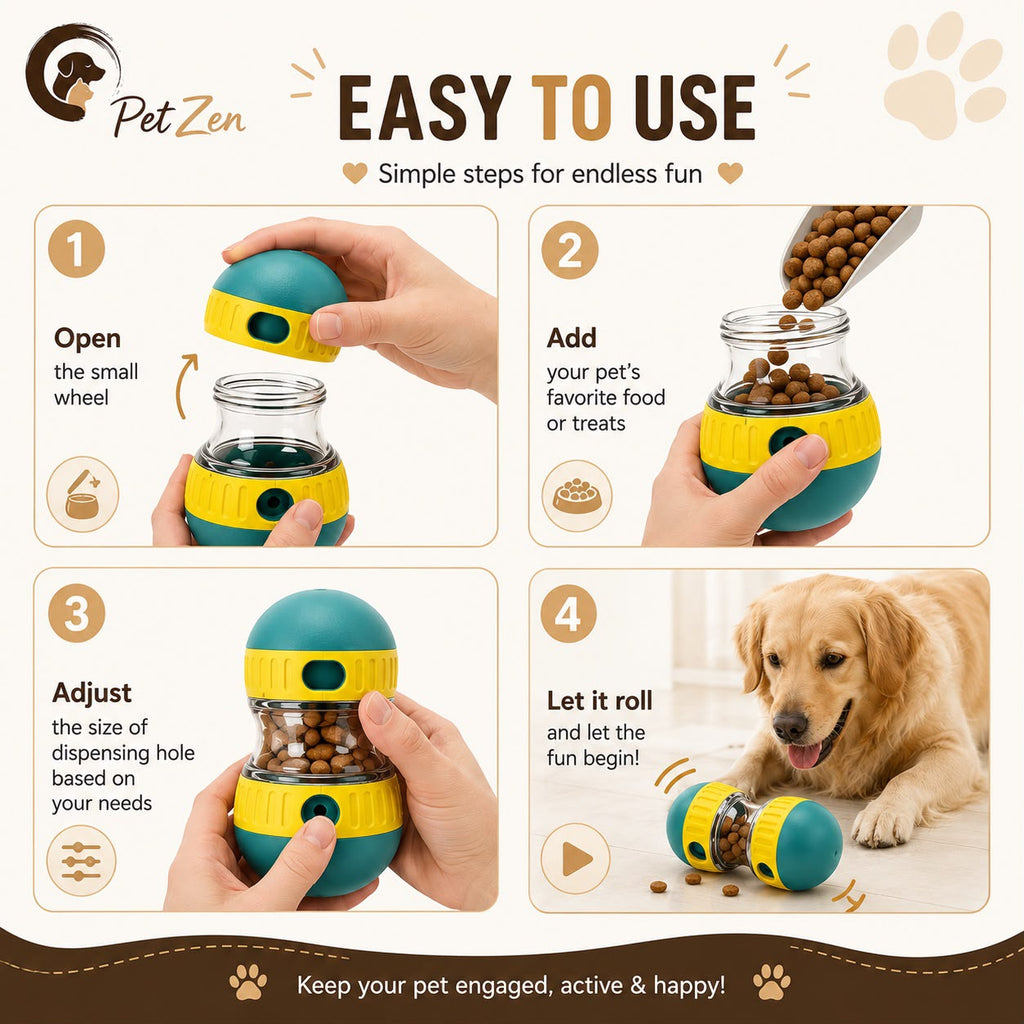 Interactive Dog Treat Dispensing Ball – Adjustable Slow Feeder Puzzle Toy for Mental Stimulation, IQ Training & Boredom Reli