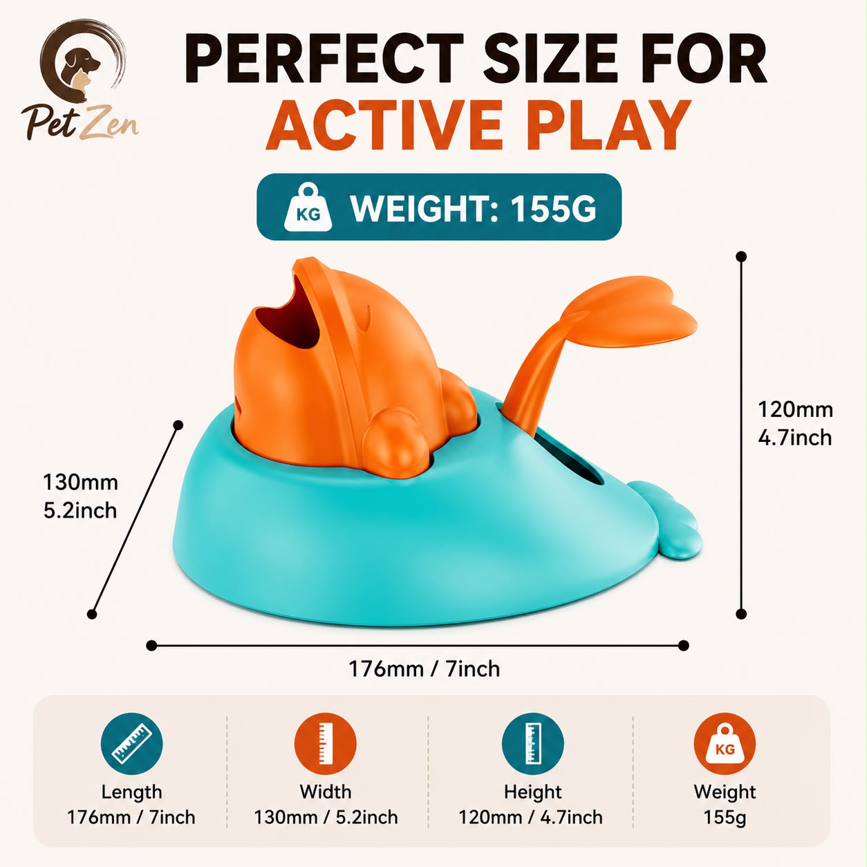 Dog & Cat Interactive Treat Dispenser Toy – Whale Slow Feeder, Paw Press Training & Enrichment Toy