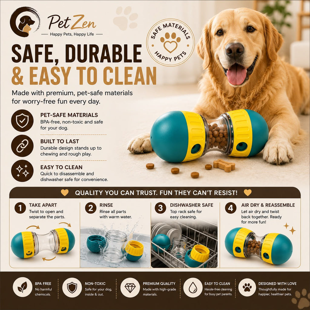 Interactive Dog Treat Dispensing Ball – Adjustable Slow Feeder Puzzle Toy for Mental Stimulation, IQ Training & Boredom Reli