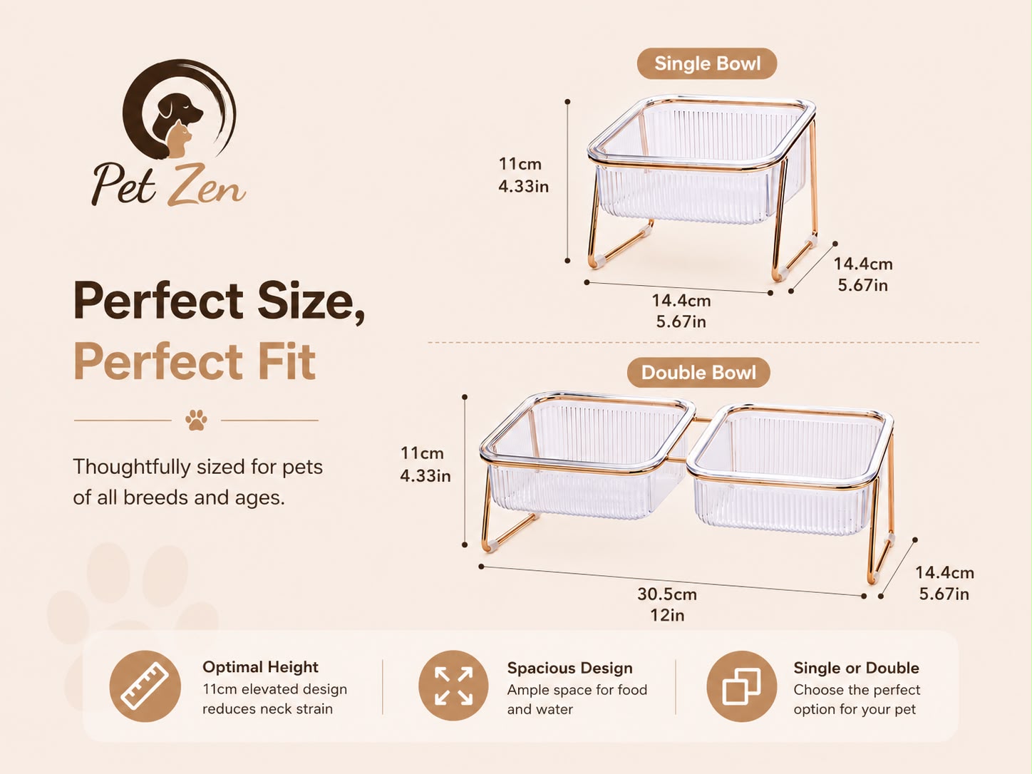 Premium Raised Double Pet Bowl – Elevated Food & Water Feeder for Cats & Dogs