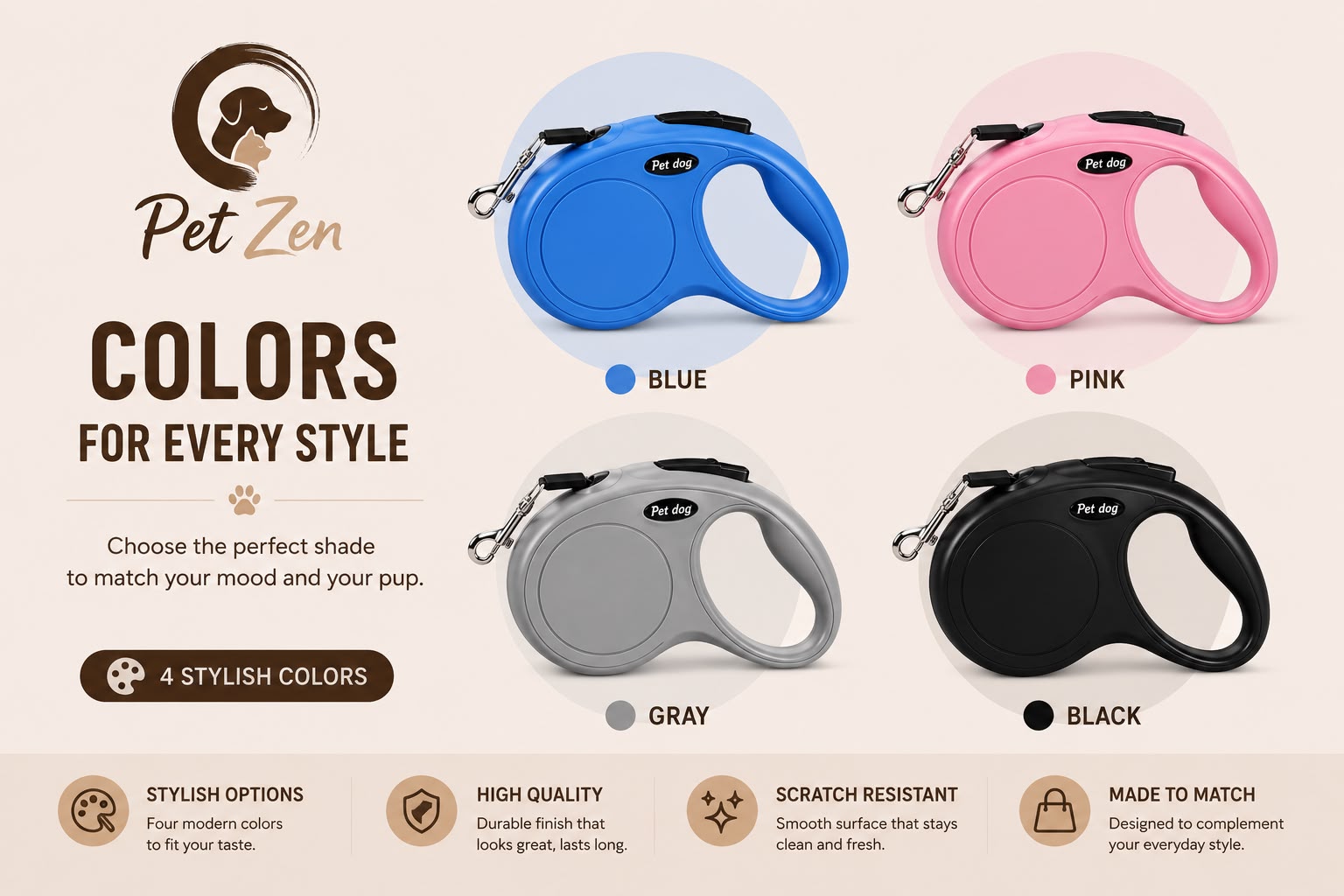 Premium 3m & 5m Retractable Leash for Small & Medium Dogs and Cats