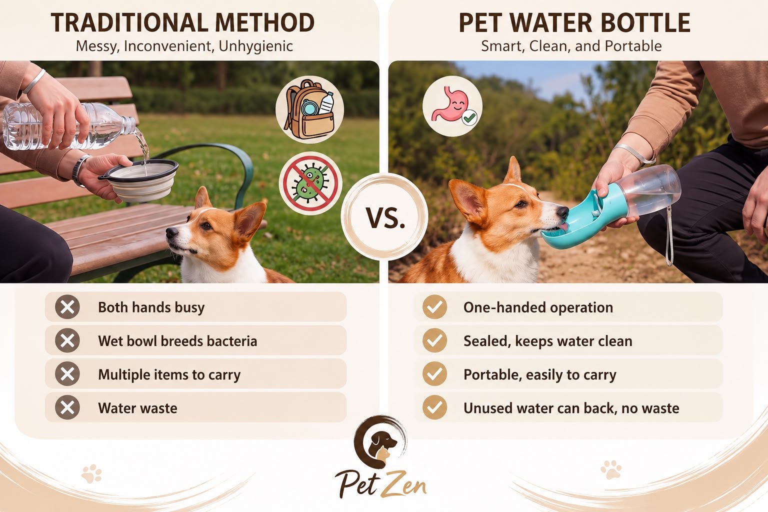 Portable Pet Water Bottle – Leakproof Travel Water Dispenser for Dogs & Cats
