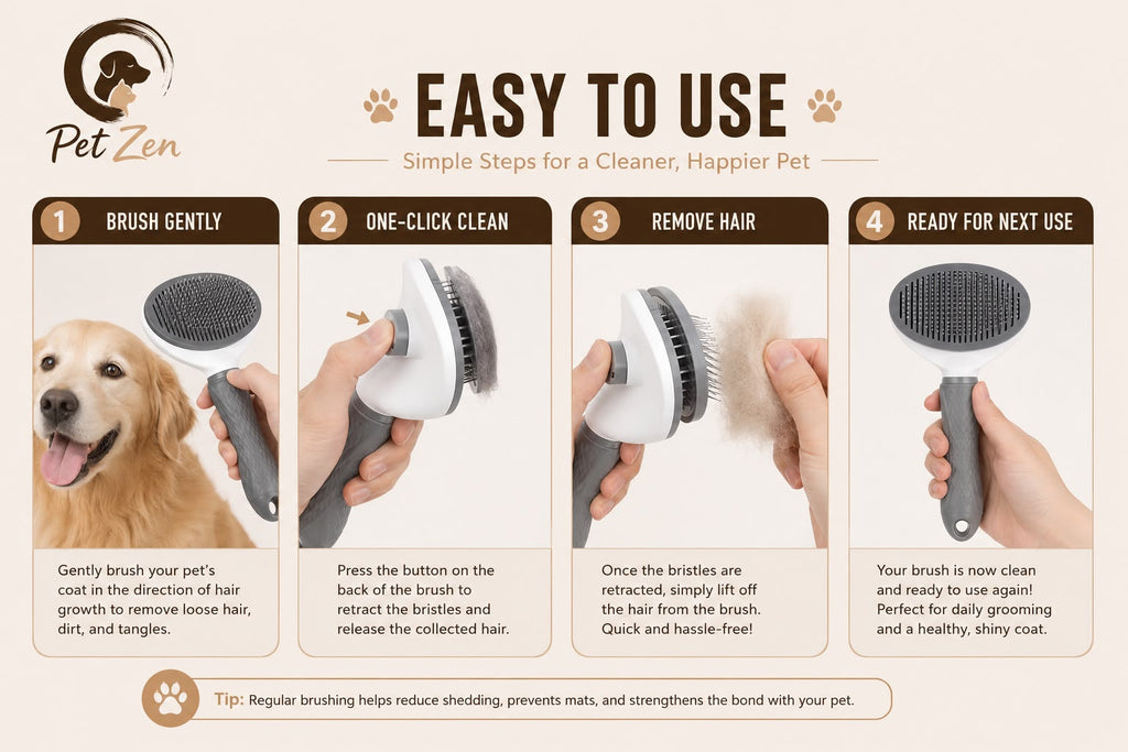 Self-Cleaning Pet Grooming Brush – Deshedding & Hair Removal Brush for Dogs & Cats