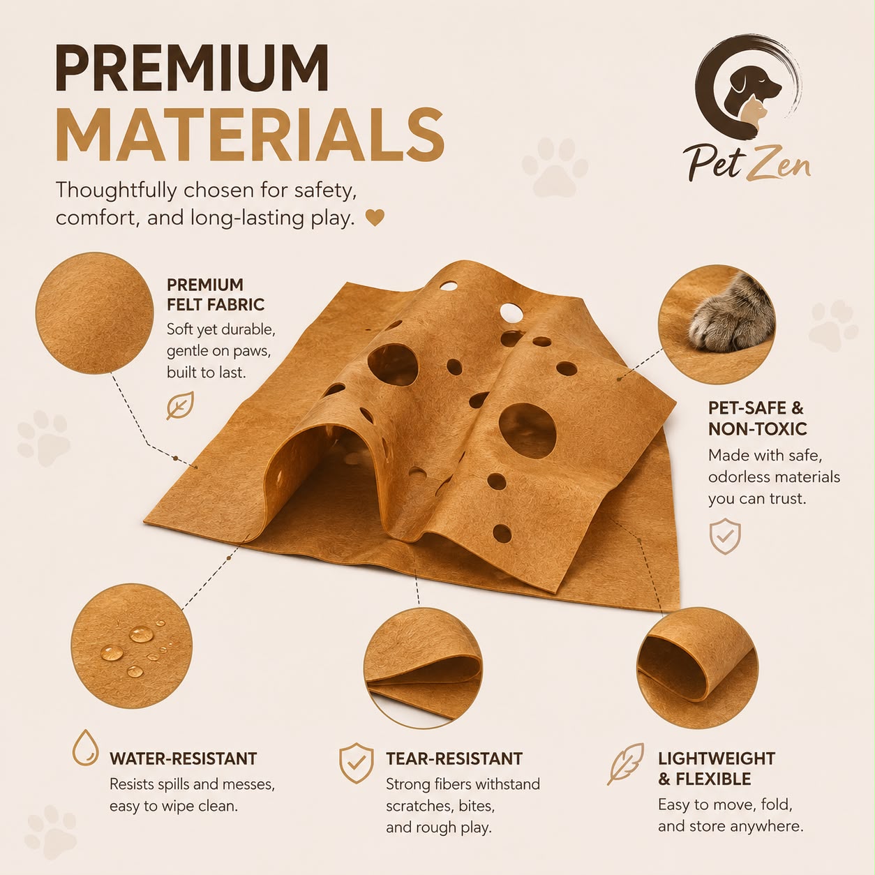 Interactive Cheese Cat Play Mat – Hide & Seek Felt Activity Mat for Indoor Cats