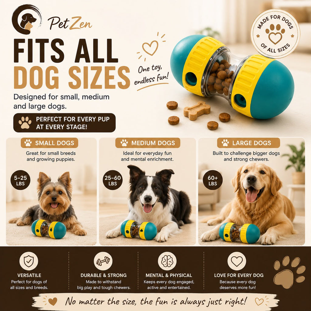 Interactive Dog Treat Dispensing Ball – Adjustable Slow Feeder Puzzle Toy for Mental Stimulation, IQ Training & Boredom Reli