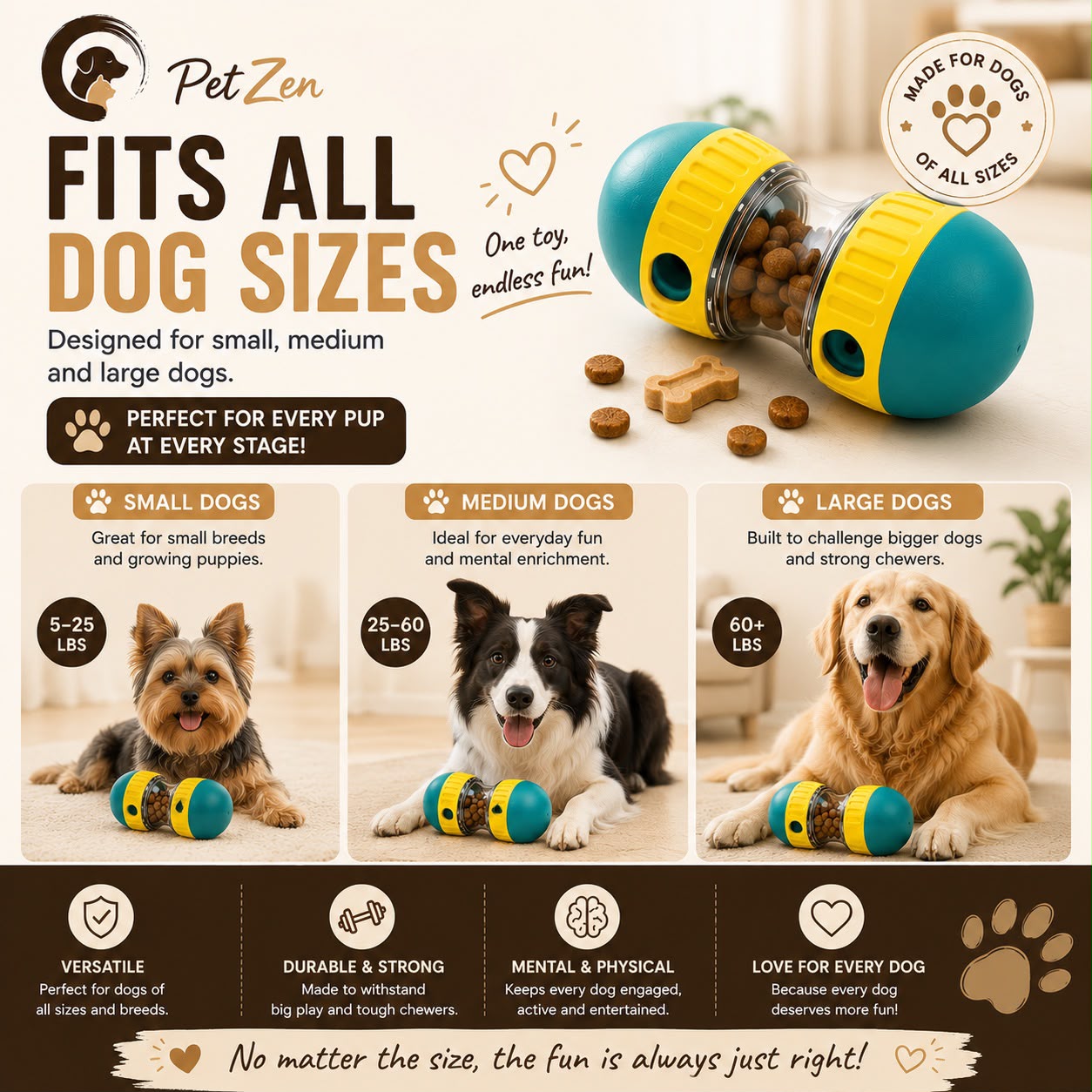 Interactive Dog Treat Dispensing Ball – Adjustable Slow Feeder Puzzle Toy for Mental Stimulation, IQ Training & Boredom Reli