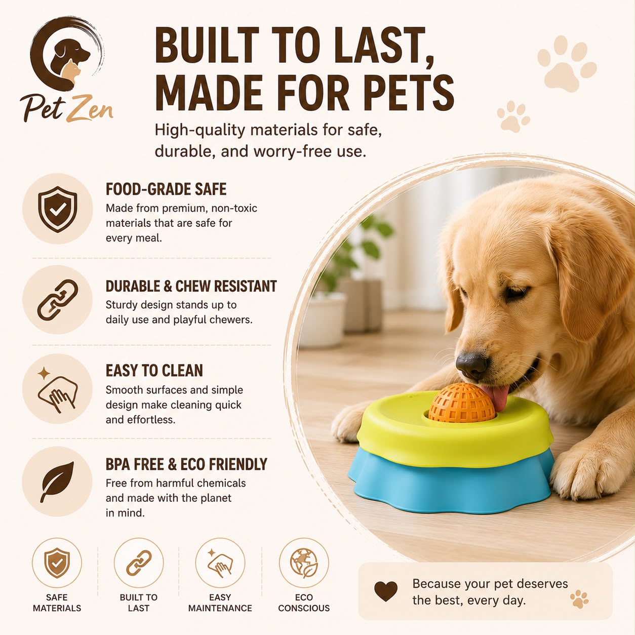 Anxiety Relief Slow Lick Bowl for Dogs & Cats | Interactive Slow Feeder | Calming Enrichment Toy | Dishwasher Safe