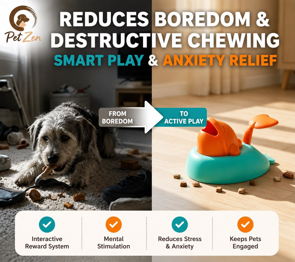 Dog & Cat Interactive Treat Dispenser Toy – Whale Slow Feeder, Paw Press Training & Enrichment Toy
