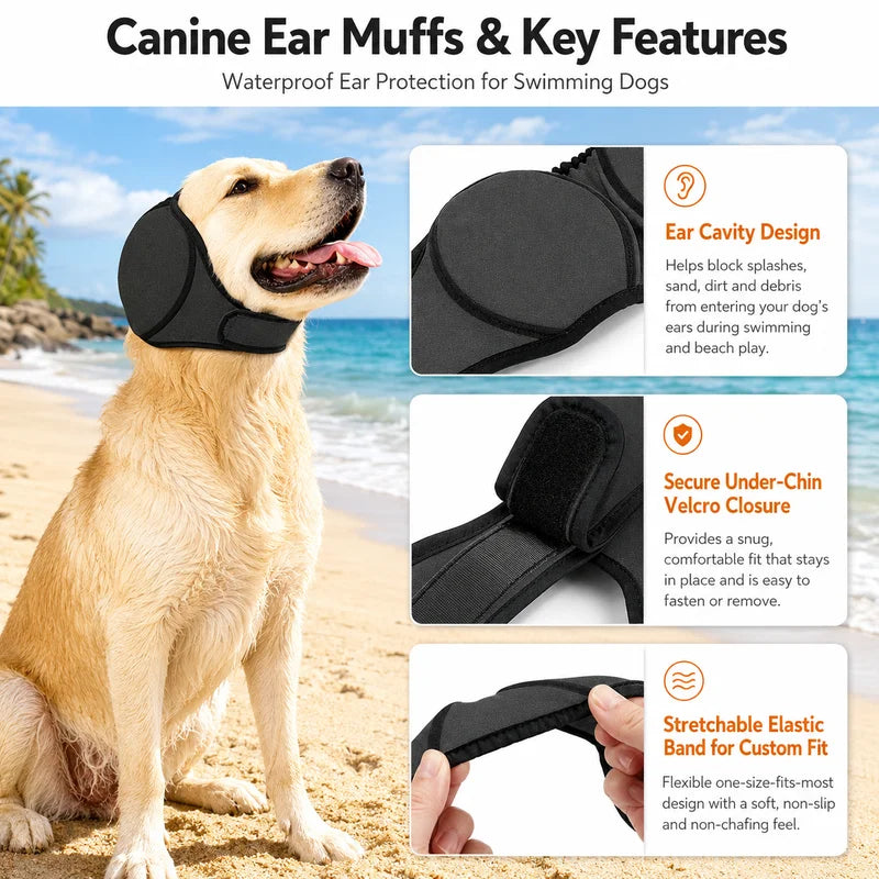 Dog Ear Protector – Waterproof Noise Reduction Ear Muffs for Swimming & Outdoor Activities