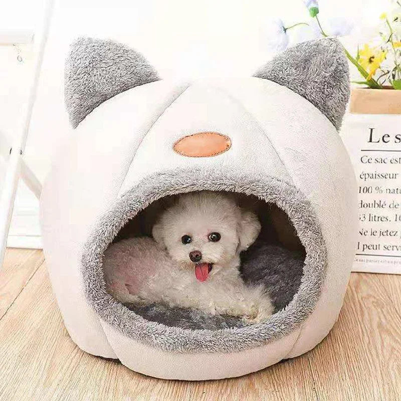 Warm Cat Cave Bed – Plush Indoor Pet House for Cats & Small Dogs