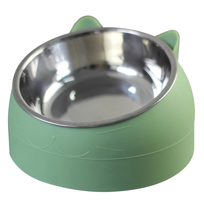 Stainless Steel Pet Bowl – 15° Tilted Non-Slip Bowl for Cats & Small Dogs