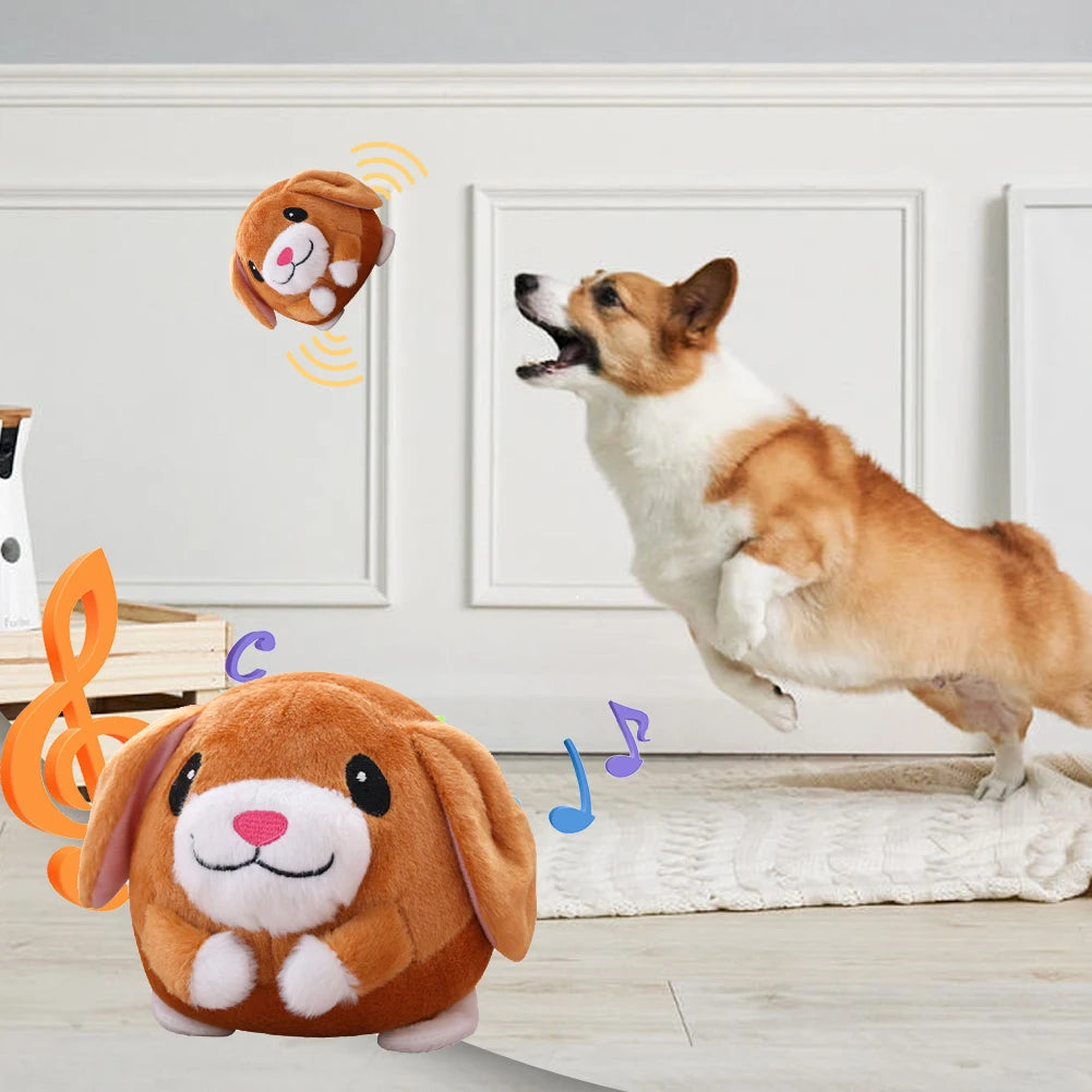 Interactive Moving Dog Ball Toy – Plush Bouncing, Sound & Vibration Toy for Indoor Play