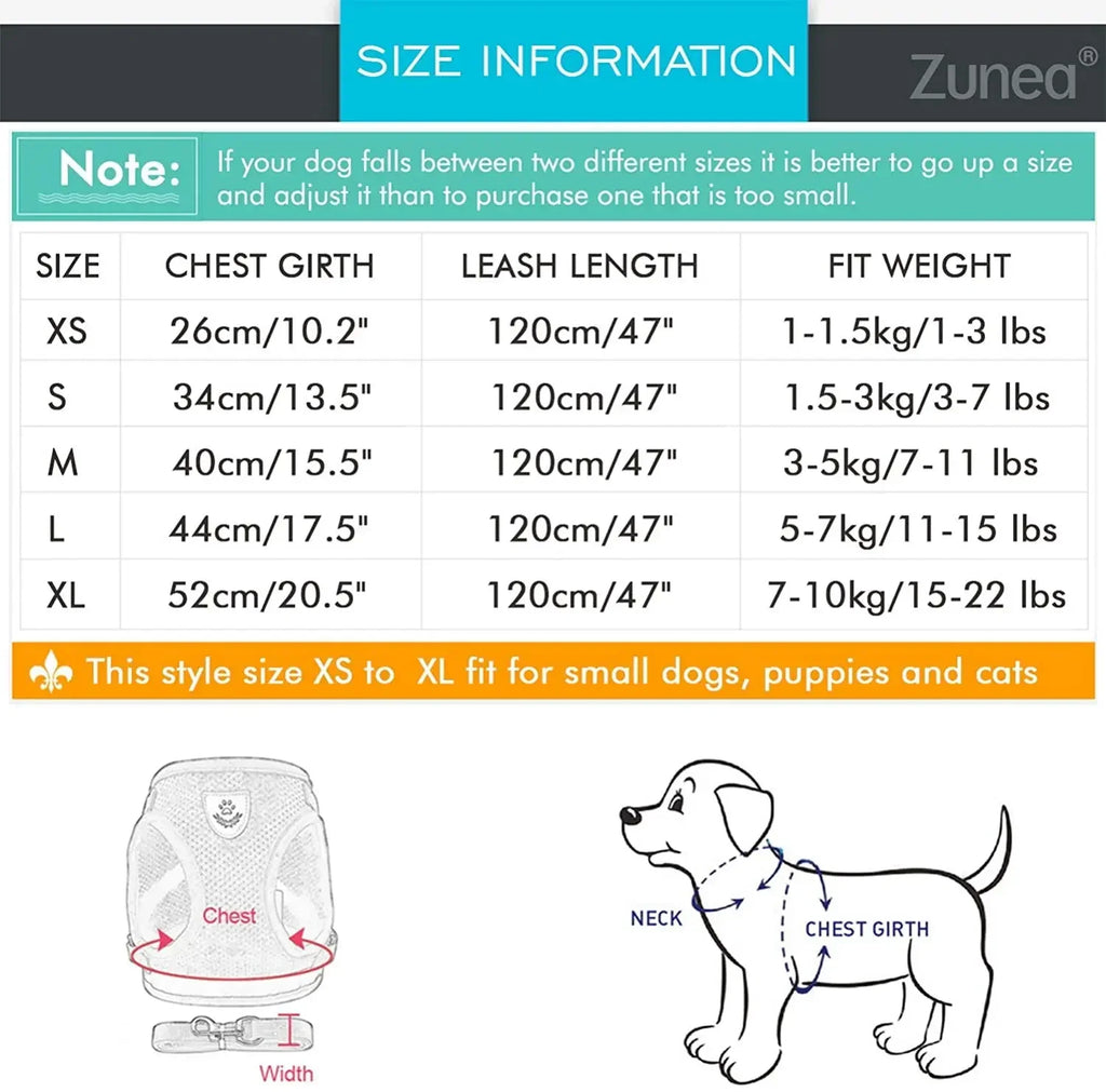Breathable Reflective Cat & Dog Harness Set – Adjustable Vest with Leash