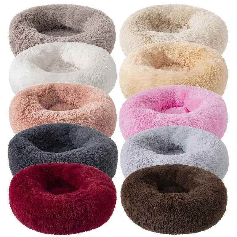 Soft Plush Pet Bed – Round Sleeping Cushion for Cats & Small Dogs