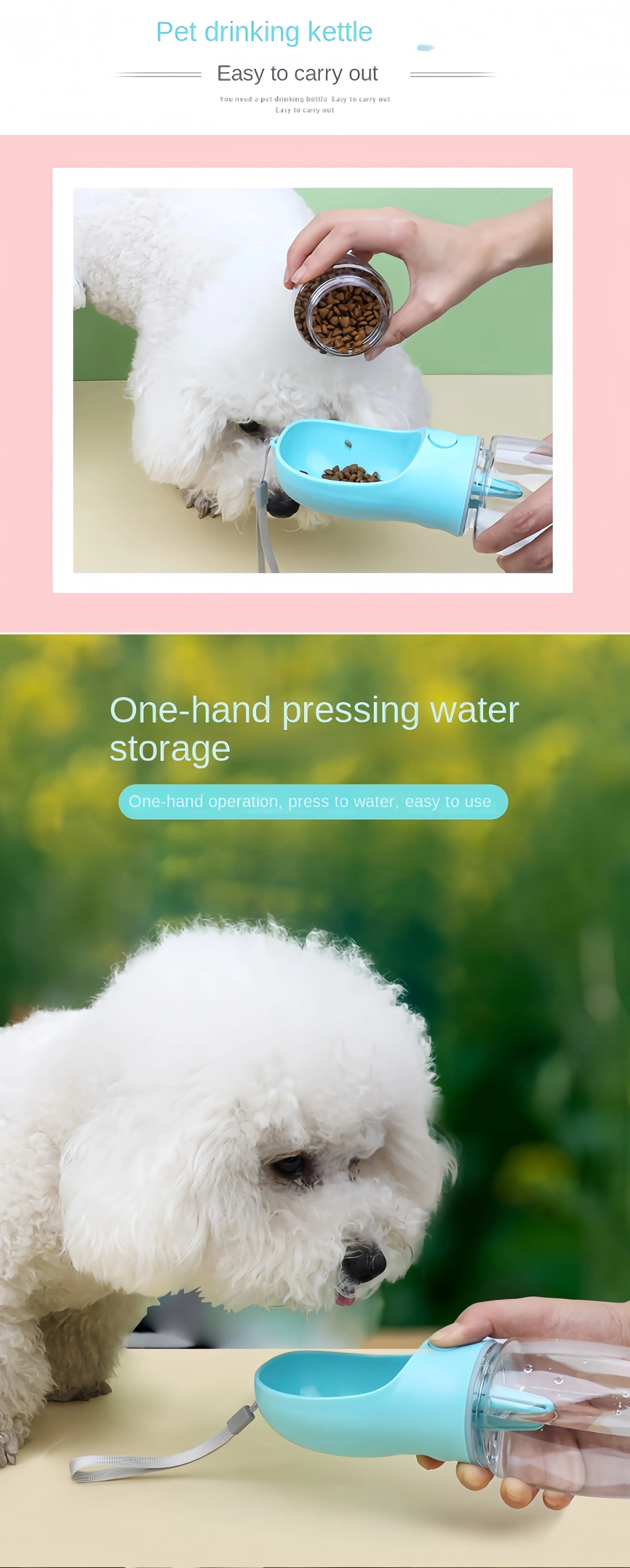 2-in-1 Portable Pet Water Bottle – Food & Water Travel Bottle for Dogs & Cats
