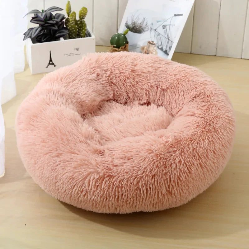 Soft Plush Pet Bed – Round Sleeping Cushion for Cats & Small Dogs
