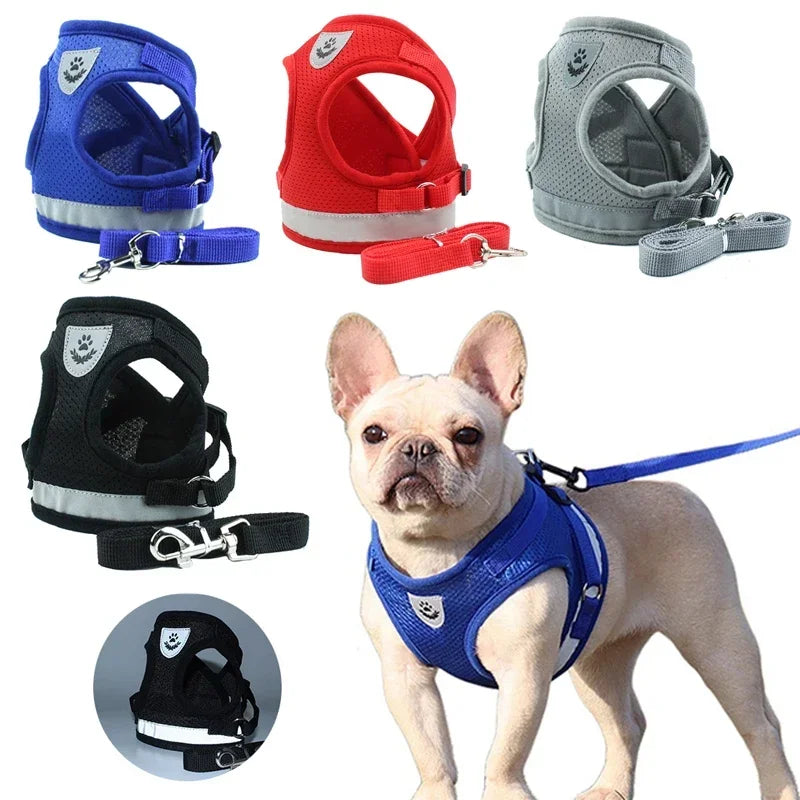 Breathable Reflective Cat & Dog Harness Set – Adjustable Vest with Leash