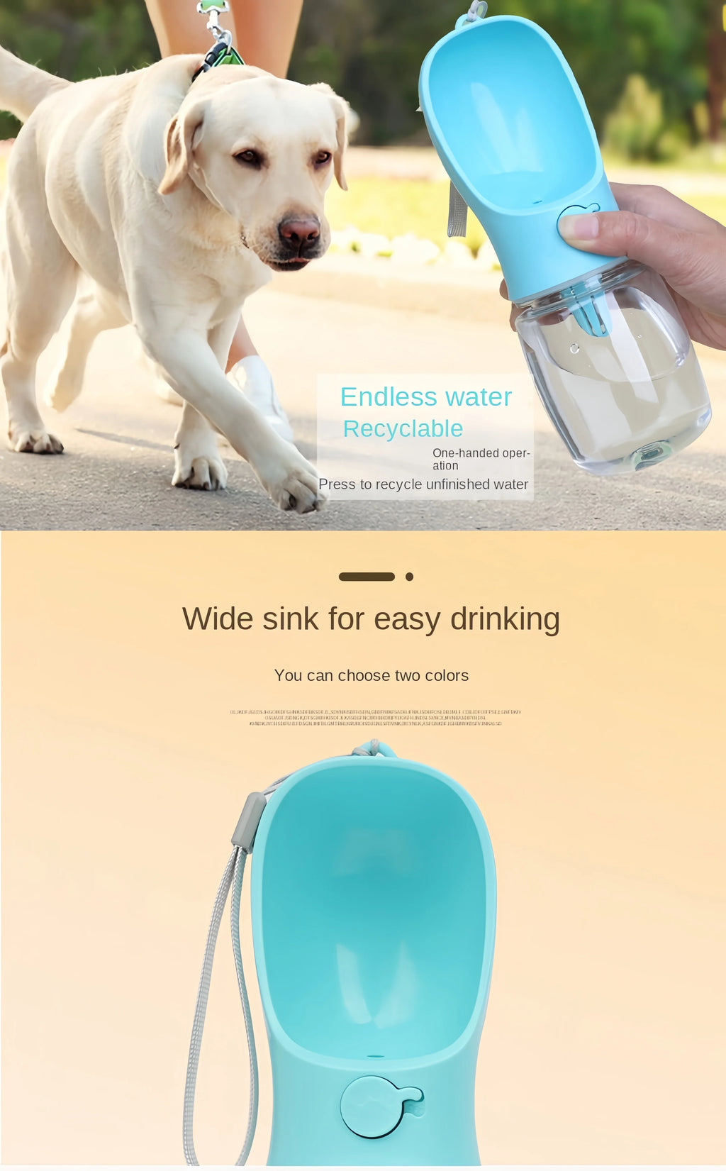 2-in-1 Portable Pet Water Bottle – Food & Water Travel Bottle for Dogs & Cats