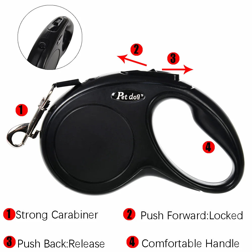 Premium 3m & 5m Retractable Leash for Small & Medium Dogs and Cats