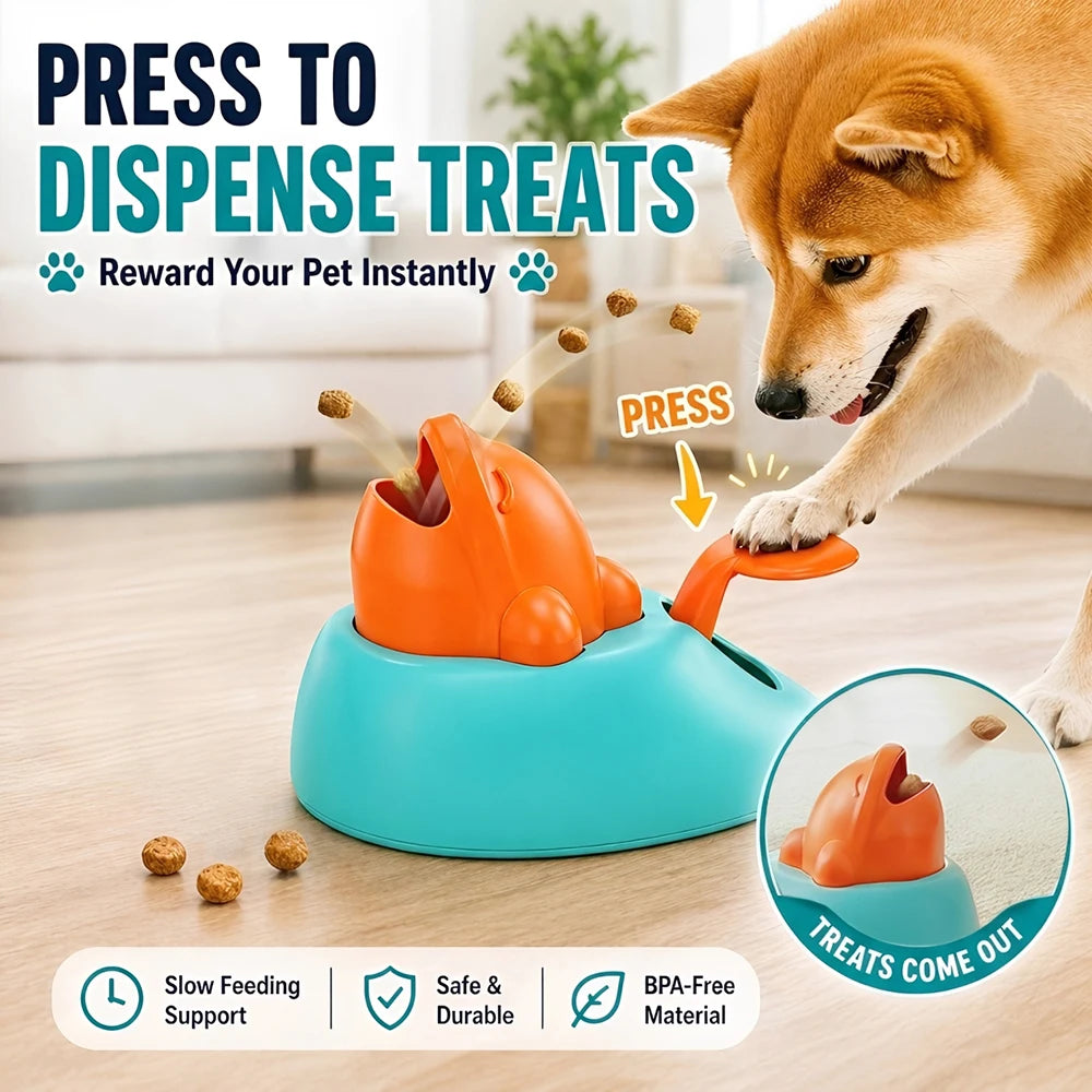 Dog & Cat Interactive Treat Dispenser Toy – Whale Slow Feeder, Paw Press Training & Enrichment Toy