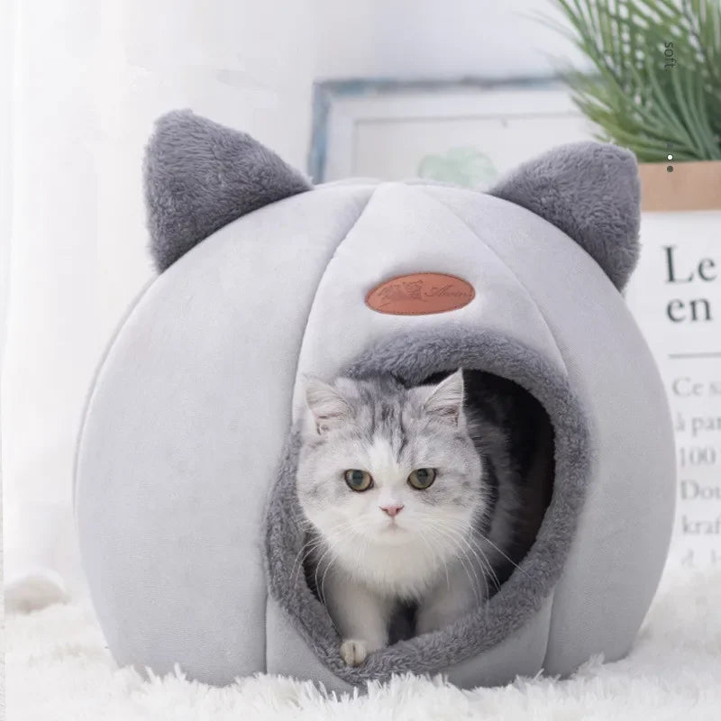 Warm Cat Cave Bed – Plush Indoor Pet House for Cats & Small Dogs