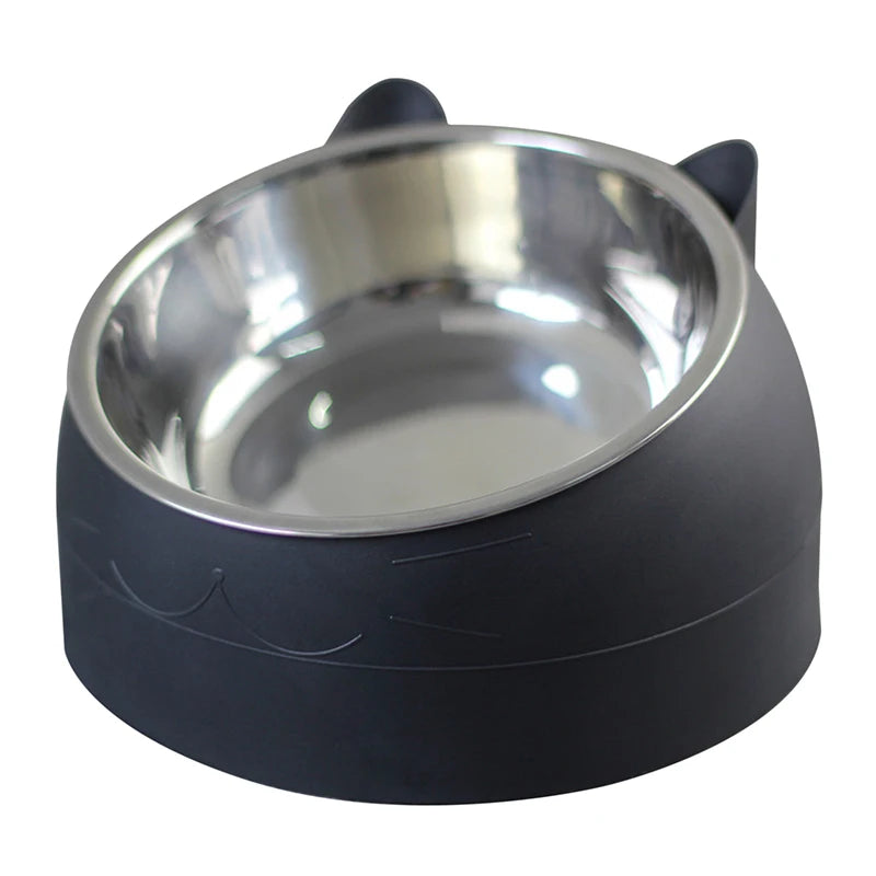Stainless Steel Pet Bowl – 15° Tilted Non-Slip Bowl for Cats & Small Dogs