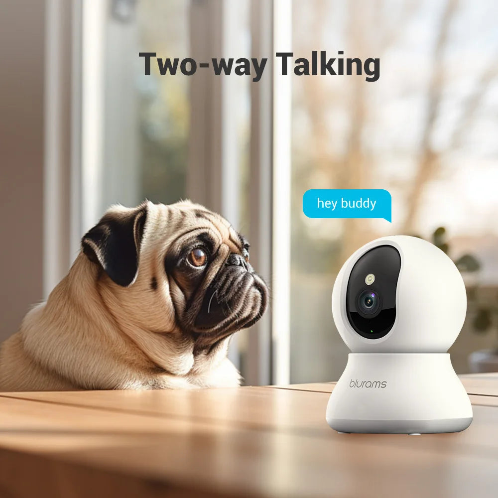 Smart Pet Camera for Dogs & Cats – 3MP WiFi Indoor Camera with 360° Auto Tracking, Night Vision & Two-Way Audio