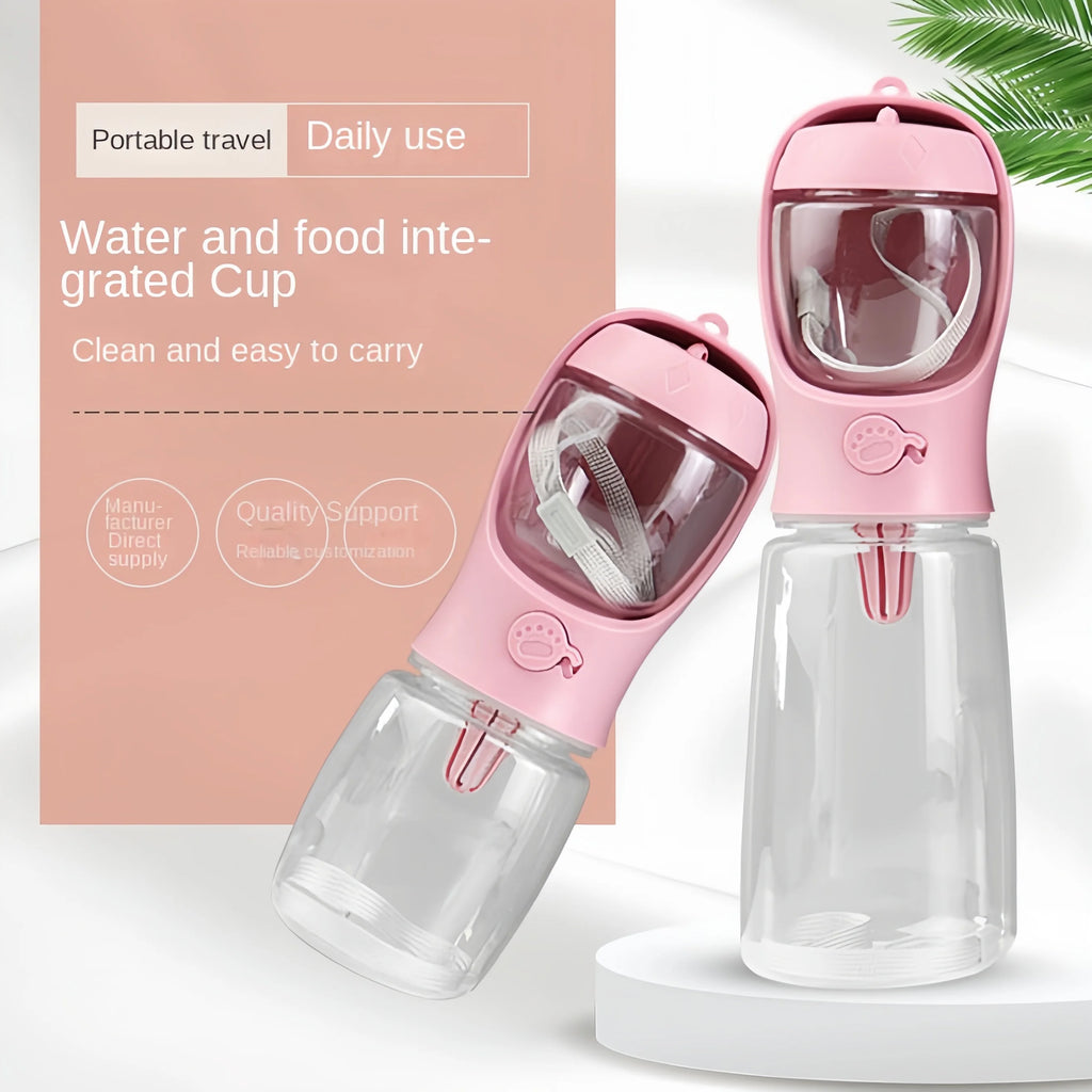 2-in-1 Portable Pet Water Bottle – Food & Water Travel Bottle for Dogs & Cats