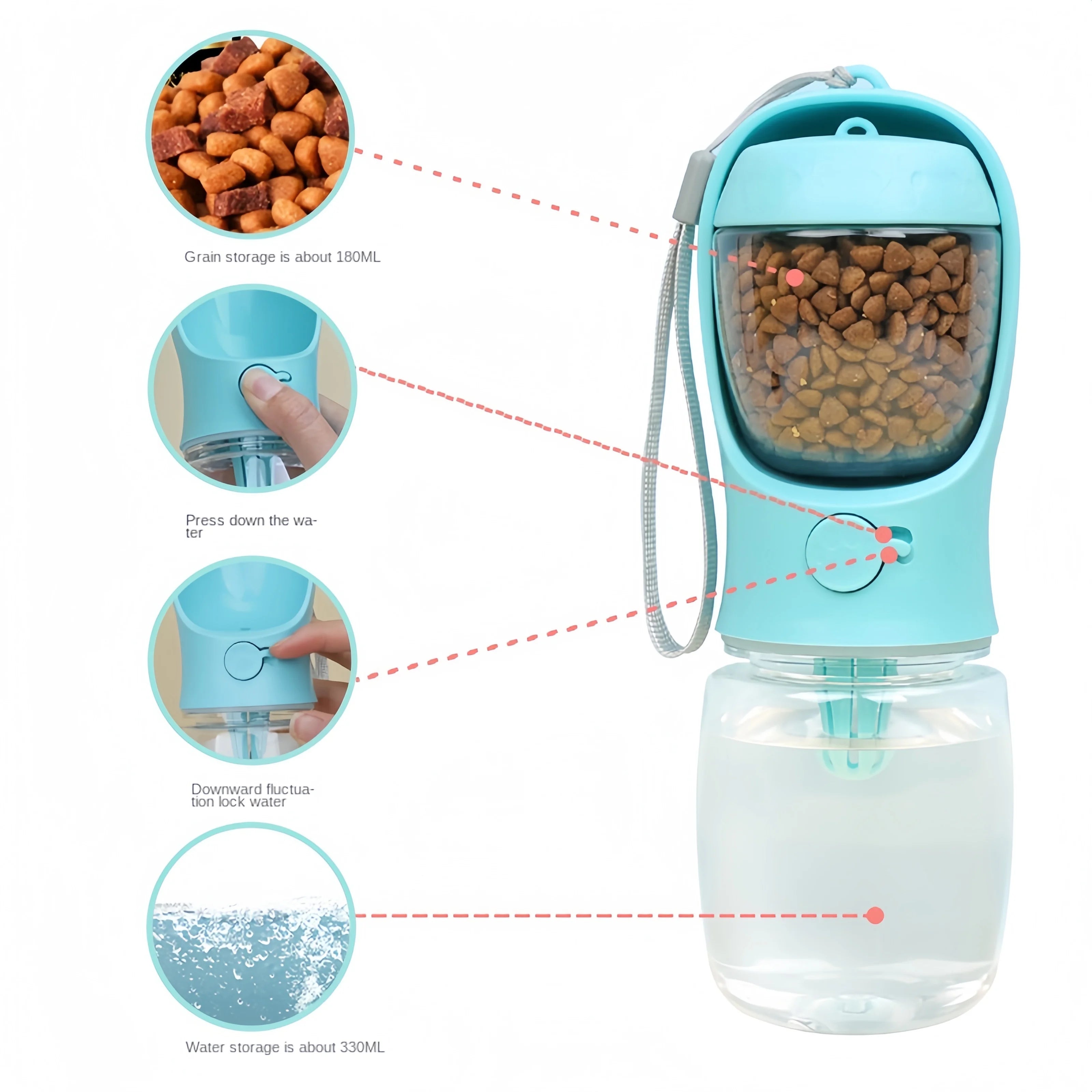 2-in-1 Portable Pet Water Bottle – Food & Water Travel Bottle for Dogs & Cats