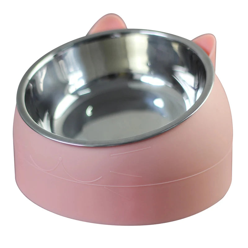 Stainless Steel Pet Bowl – 15° Tilted Non-Slip Bowl for Cats & Small Dogs