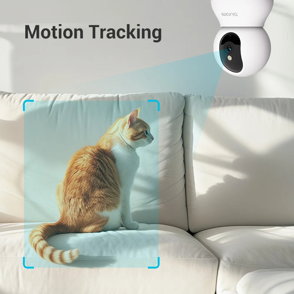 Smart Pet Camera for Dogs & Cats – 3MP WiFi Indoor Camera with 360° Auto Tracking, Night Vision & Two-Way Audio